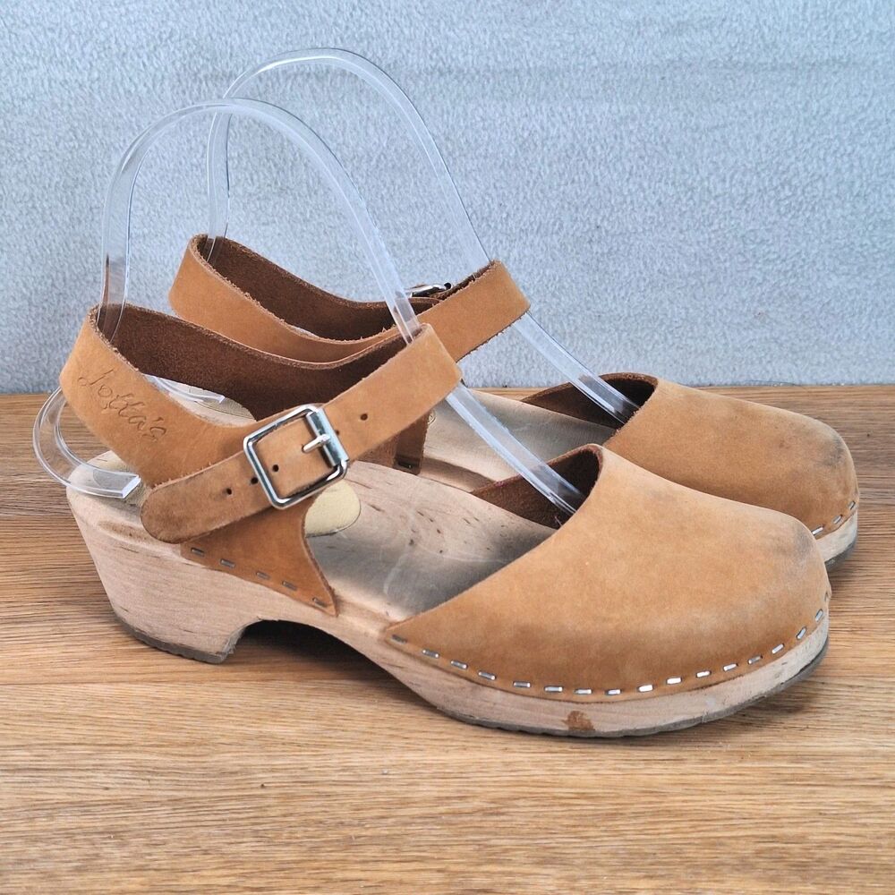 Lotta from Stockholm Women's 6 EU 36 Wood Clogs Brown Oiled Nubuck Leather
